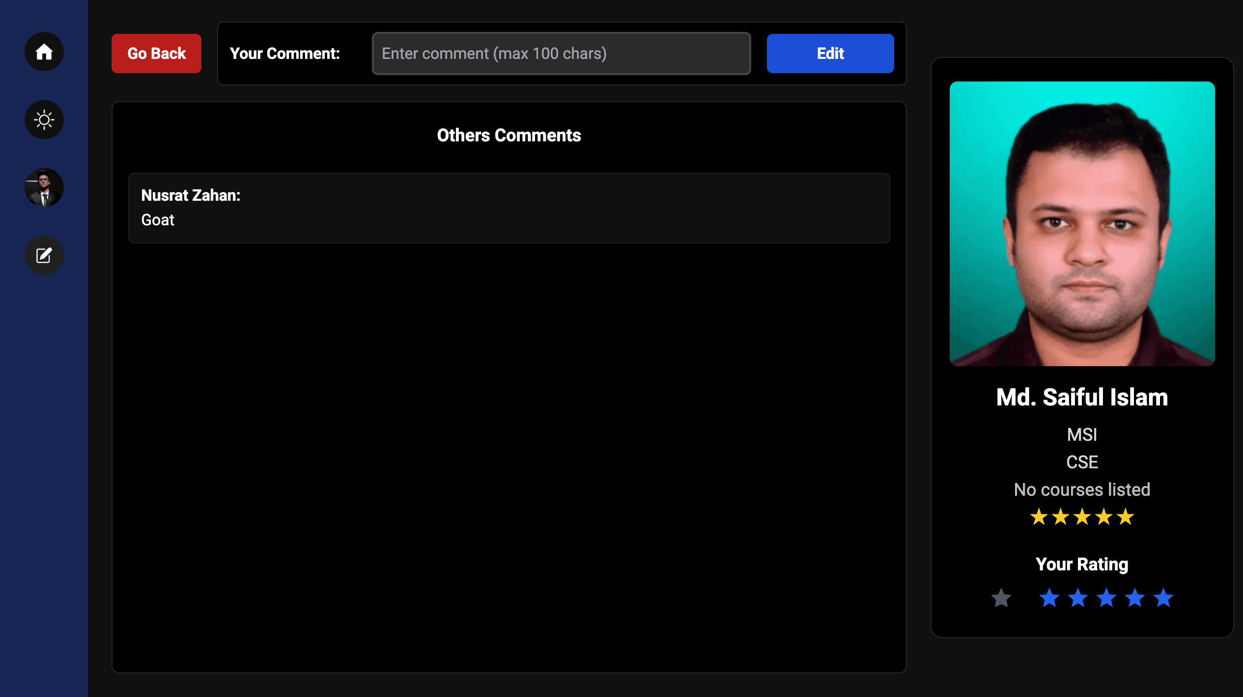 Faculty Review Interface (/ Route, Post-Login) image 1