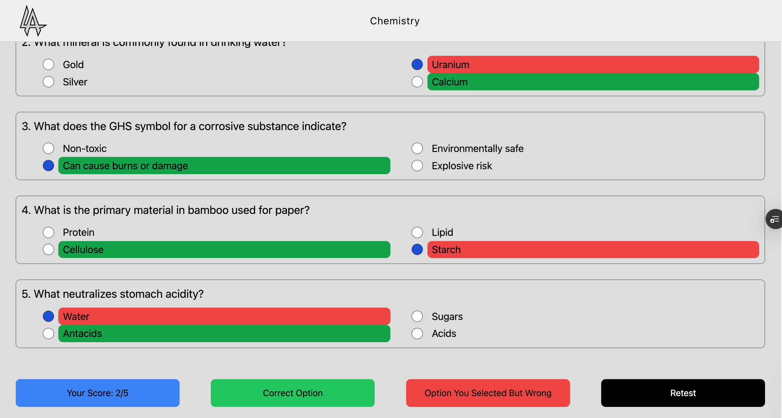 MCQ Interaction and Feedback image 1