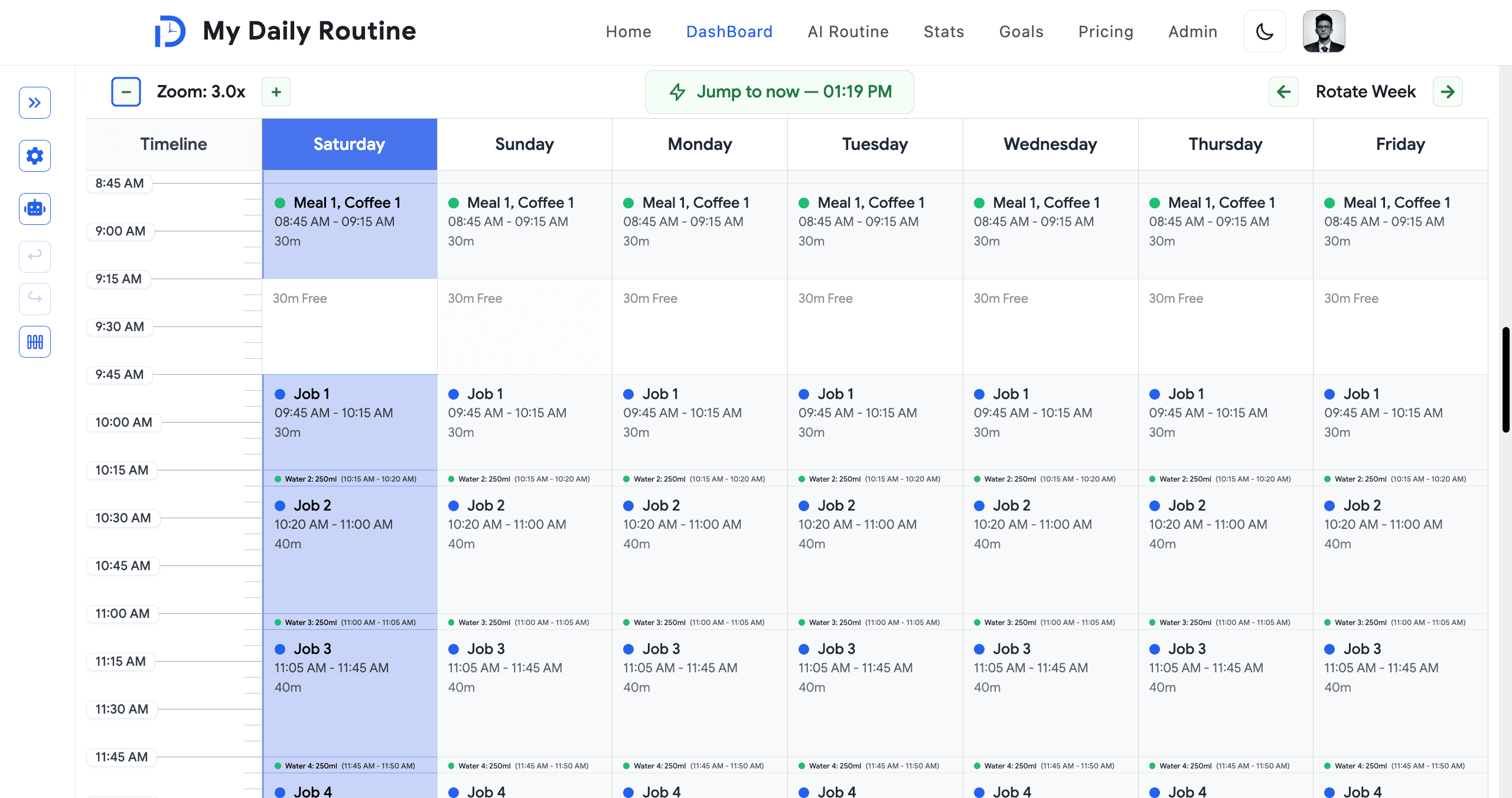 Dashboard — Drag-and-Drop Weekly Timeline image 1
