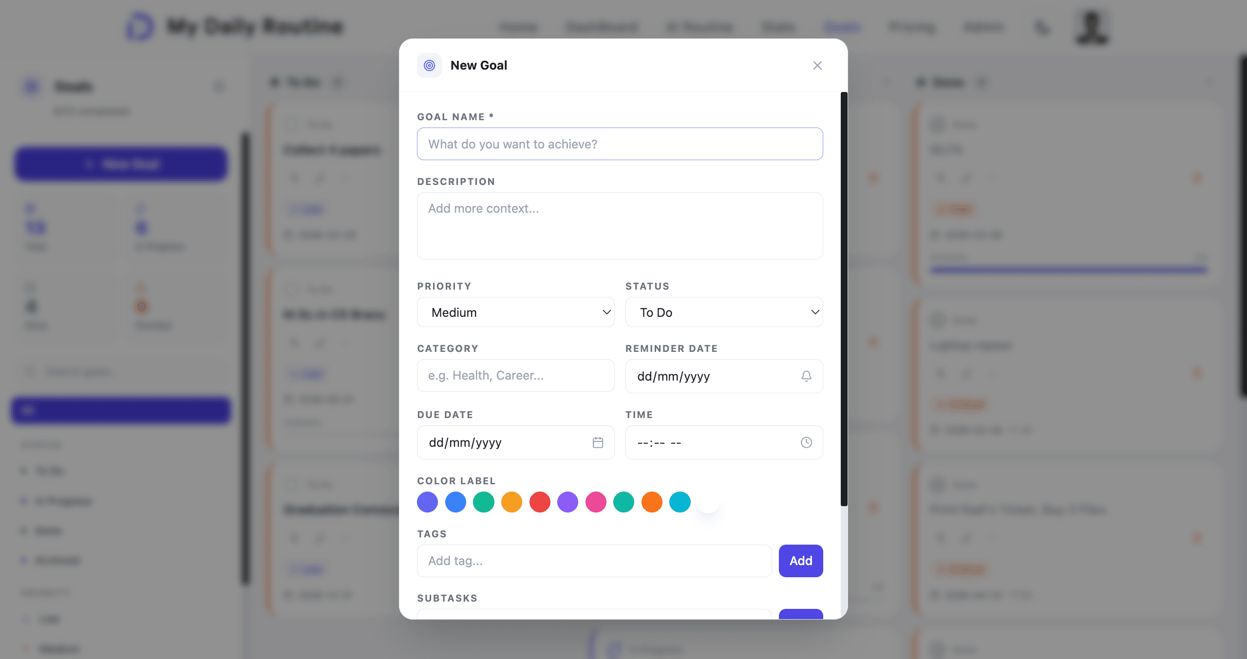 Goals — Subtasks, Priorities, and Timeline Integration image 2