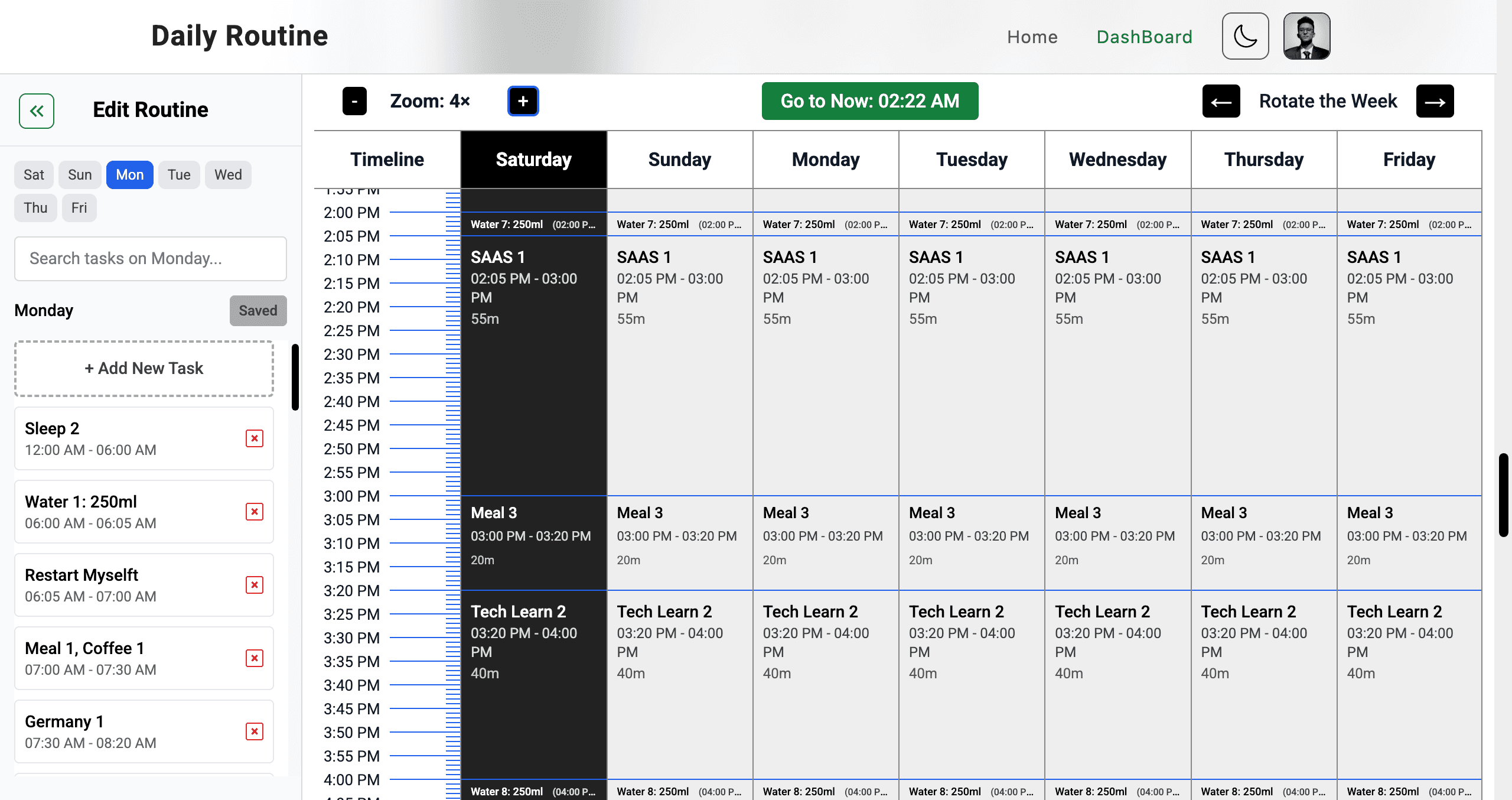 Dashboard & Weekly Timeline View image 1