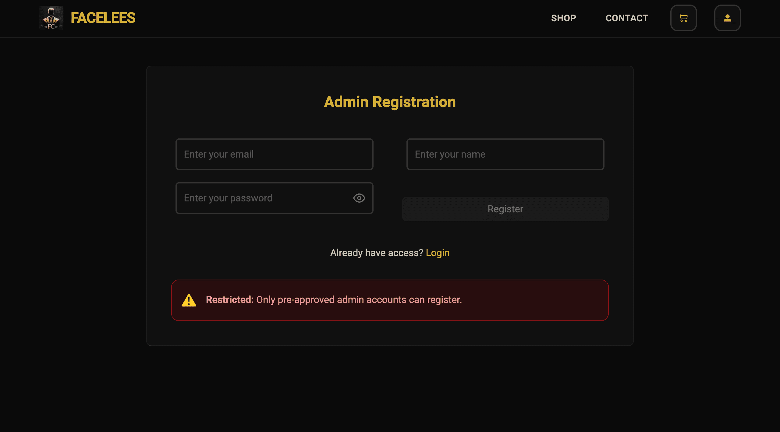 Admin-Only Authentication System (/login & /register) image 2