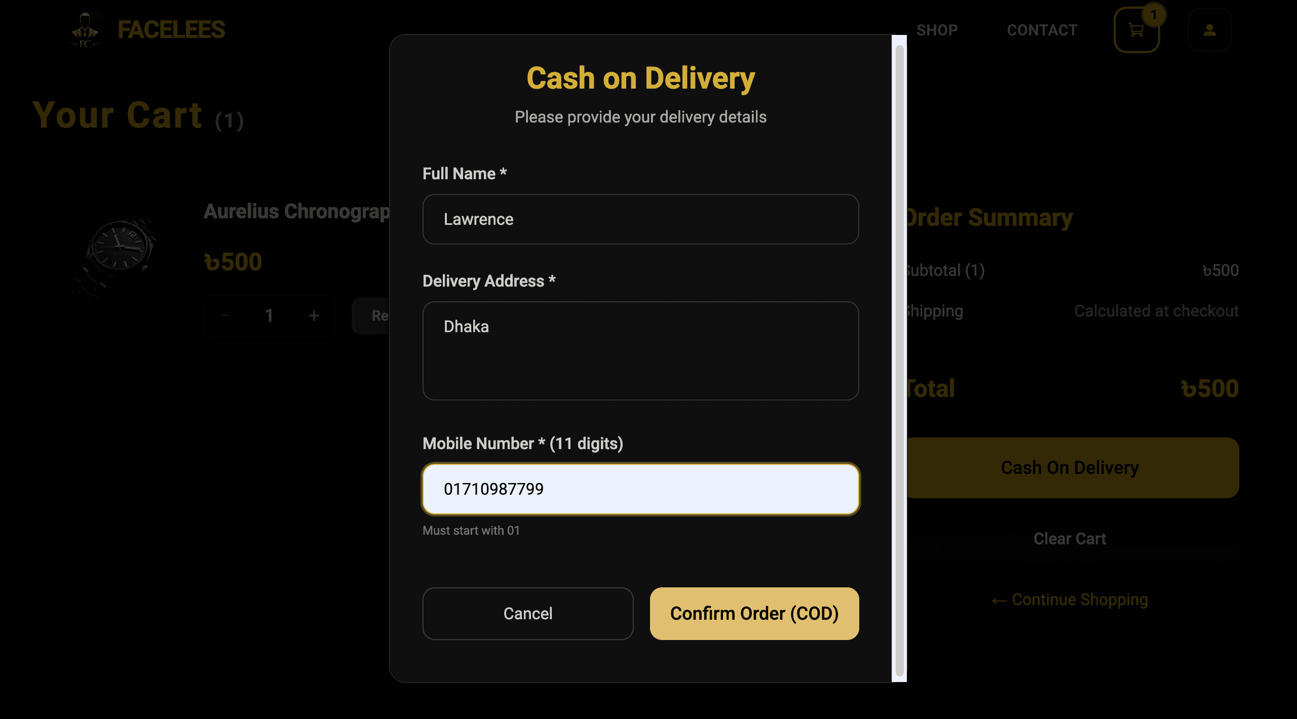 Shopping Cart & Cash on Delivery Flow (/cart) image 2
